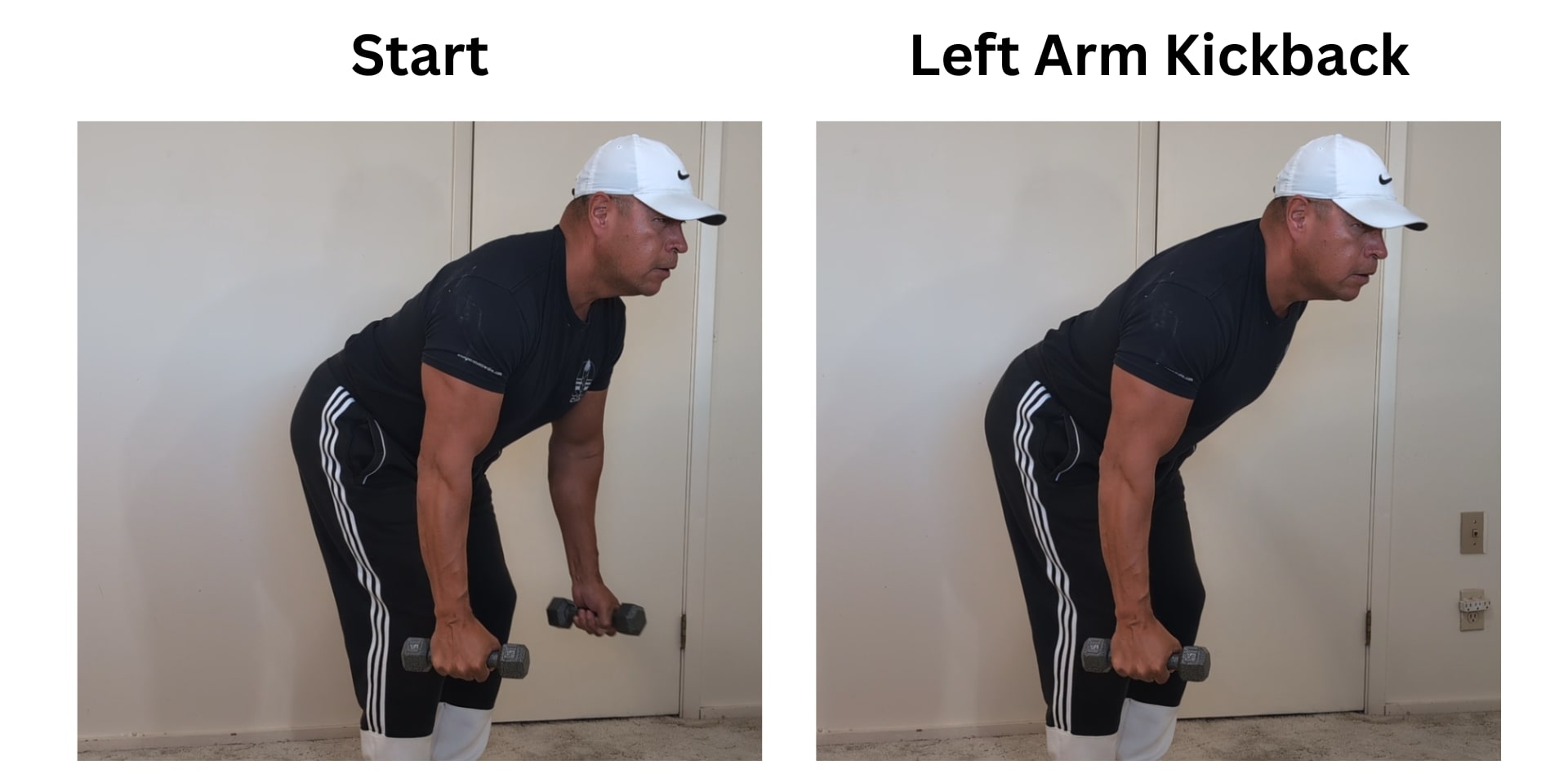 single to double arm kickback left arm single to double arm kickback left arm